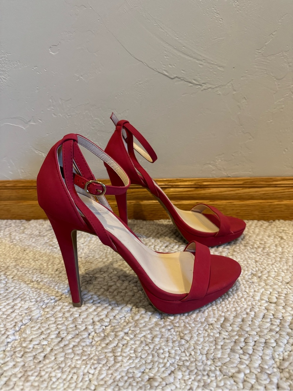 Charlotte Russe Red Ankle-Strap Stiletto Sandals